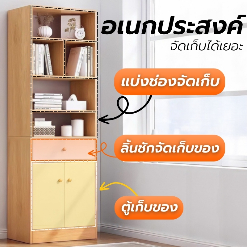 ชั้นวางหนังสือ-ชั้นเก็บของ-ชั้นวางของเล่น-ชั้นวางหนังสือการ์ตูน-ขนาด46x24x182cm-ชั้นของเล่น