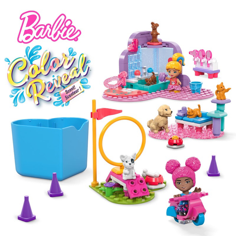 mega-barbie-color-reveal-train-n-wash-pets-เมก้า-บาร์บี้-ชุดตัวต่อธีมฝึกสัตว์เลี้ยง-hhp89
