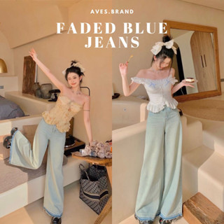 AVES.BRAND FADED BLUE JEANS กางเกงยีนส์ขาบาน สีฟอกอ่อน