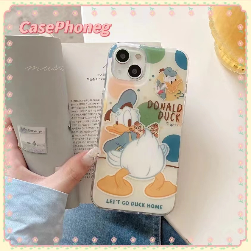 casephoneg-จัดส่งภายใน24ชม-ขอบเต็ม-iphone-11-14-pro-max-การ์ตูน-donald-duck-เส้นขอบโปร่งใส-น่ารัก-case-for-iphone-12-13