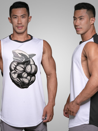 SHARK เสื้อแขนกุดเว้าแขนกว้าง Drop Arm Sleeveless Muscle Shirt