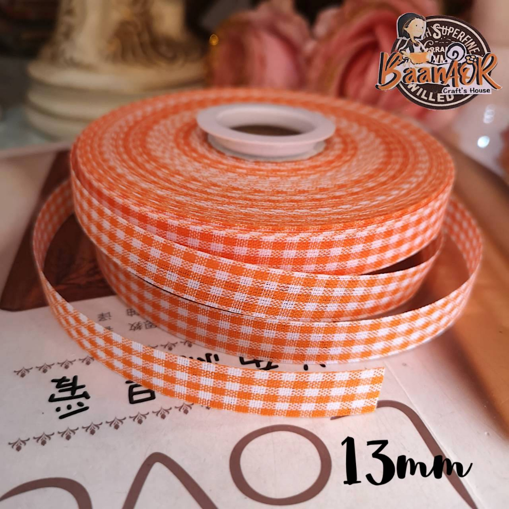 ยกม้วน-13มิล-ริบบิ้น-ลายสก็อต-ผ้าต่วน-ribbon-for-diy-มีหลายสี-ริบบิ้นสำหรับวันพิเศษ-สินค้าพร้อมส่งจากไทย