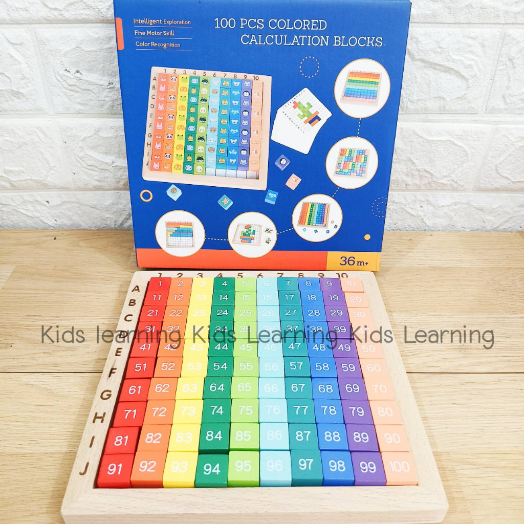 👑 พร้อมส่งจากไทย👑 100 Pcs Calculation Blocks กระดานบล็อกไม้ลูกบาศก์ 100 ...