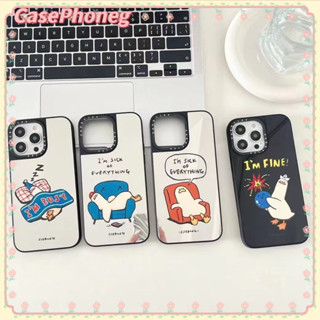 🍑CasePhoneg🍑ชาร์จแบบแม่เหล็ก ป้องกันการหล่น ขอบเต็ม iPhone 11 14 pro max ขอบดำ การ์ตูน เป็ดน้อย case for iPhone 12 13