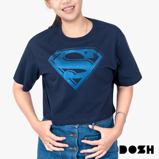 DOSH WOMENS CROPPED TOPS SUPERMAN เสื้อยืดครอปสั้น ผู้หญิง DSWT1049-NV