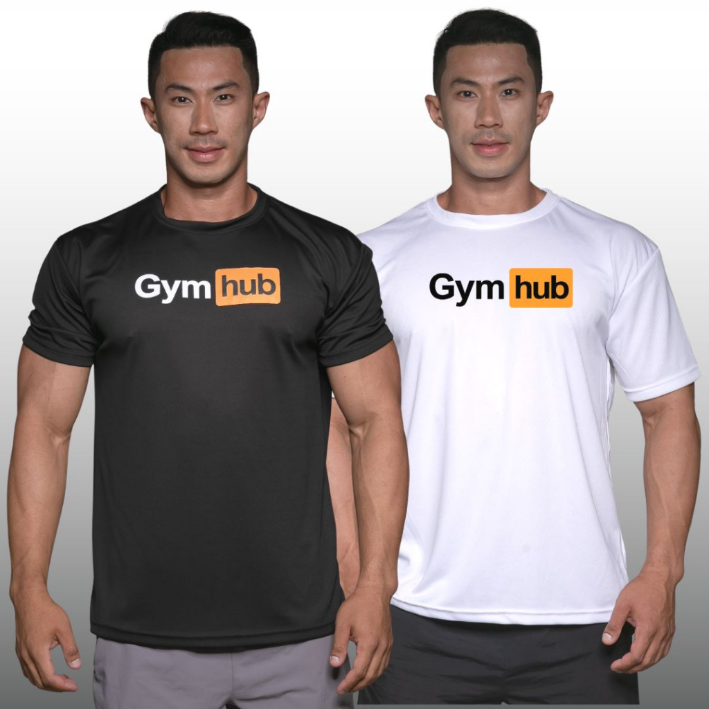 GYM HUB เสื้อยืดแขนสั้นผู้ชาย Men’s Gym Workout Bodybuilding Muscle T