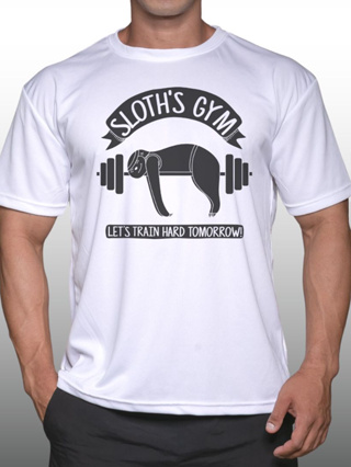 SLOTHS GYM เสื้อยืดแขนสั้นผู้ชาย Men’s Gym Workout Bodybuilding Muscle T-Shirt