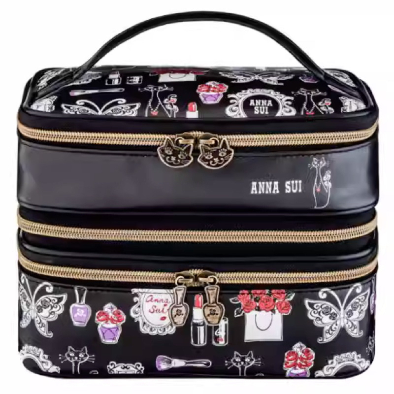 กระเป๋าสุดฮิตจากญี่ปุ่น-annasui-cosmetic-bag-set-จากนิตยสารญี่ปุ่น-เซตกระเป๋าเครื่องสำอางค์-รูดซิปถอดแบ่งได้-2-ใบ