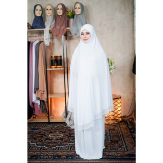 TB16ชุดละหมาดผู้หญิงลูกไม้ สีพื้น ผ้าตะละกงผู้ใหญ่อิสลาม สไตล์สำเร็จชุดละหมาดพกพา สวมใส่เวลาละหมาดหรือปฎิบัติศาสนกิจ