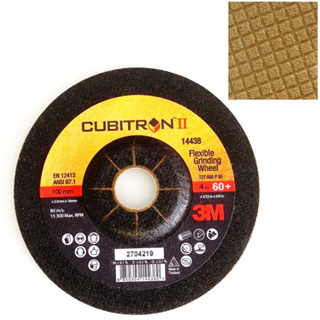 (x1แผ่น) 3M แผ่นเจียร์ สีทอง CUBITRON II 60+ PN14438 T27 , 36+ PN14437 T27 GOLD FLEX GRINDING DISC (100x2.5x16mm)