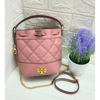 พร้อมส่ง 🔥Sale 8899🔥สีใหม่ Tory Burch Willa Mini Bucket Bag สีชมพู Pink Magnolia สวยหวานละมุนน่ารักมากๆ