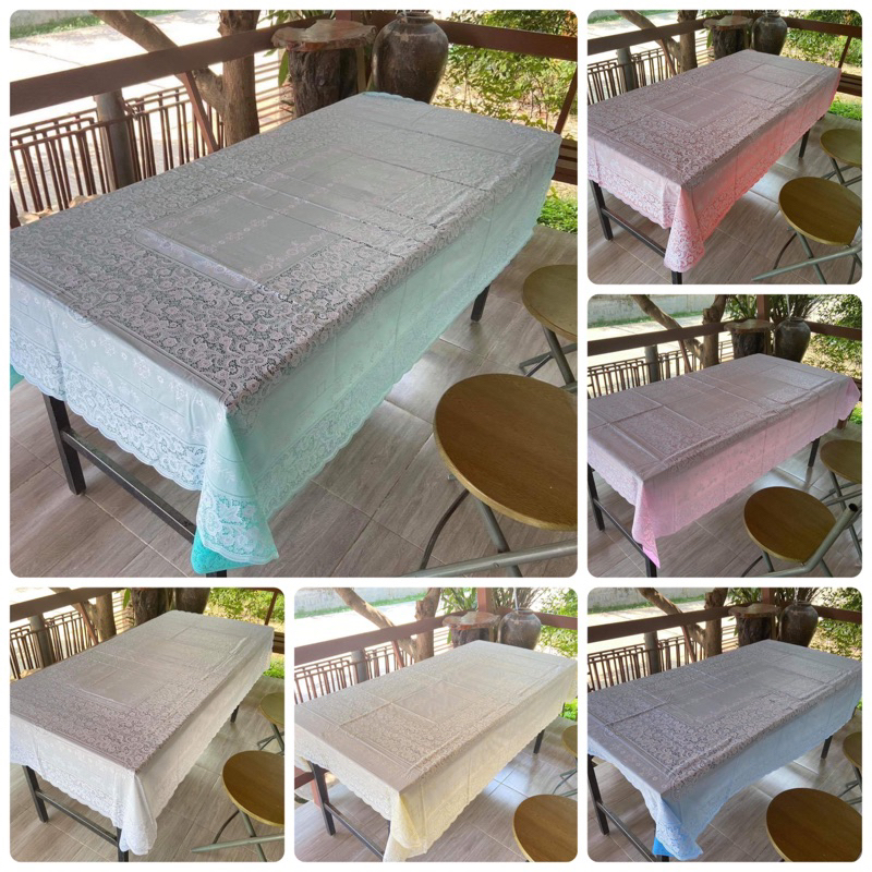 ผ้าปูโต๊ะลูกไม้พลาสติกอย่างดี-ตราrokko-คละสี-ขนาด-54-72นิ้ว-6ที่นั่ง