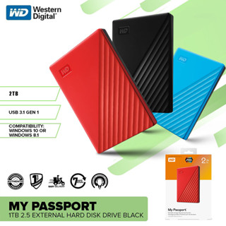 ส่งจากกรุงเทพ (รุ่นใหม่) Western Digital HDD 1TB 2TB External Harddisk รุ่น My Passport ฮาร์ดดิสก์ความเร็วสูง