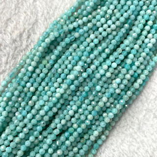 อมาโซไนต์ คัดสี (Amazonite) 3 mm เจียเหลี่ยม เส้นยาว