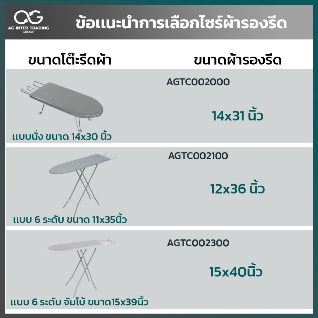 ผ้ารองรีด-เคลือบสารสะท้อนความร้อน-มีให้เลือกหลายขนาด-โต๊ะนั่งรีด-โต๊ะยืน