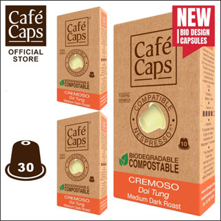 Cafecaps NES CRE 30 - แคปซูลกาแฟ Nespresso Compatible Cremoso (3 กล่อง X 10 แคปซูล) -กาแฟคั่วเข้มกลาง อาราบิก้าจากดอยตุง