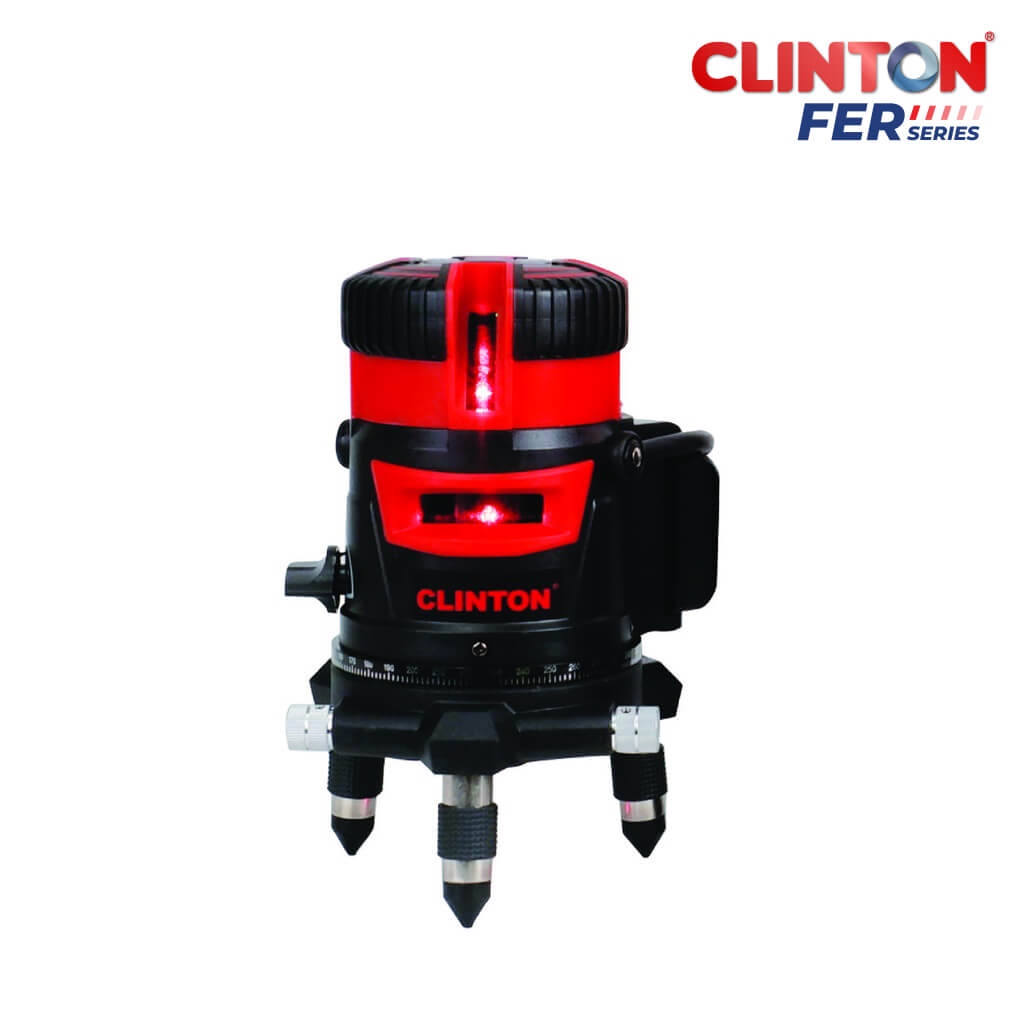 เครื่องวัดระดับเลเซอร์-5-เส้น-แสงสีแดง-clinton-รุ่น-fer-laser5red-เครื่องวัดระดับ-งานก่อสร้สง-งานช่าง-วัดระดับเลเซอร์