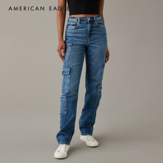 American Eagle Stretch Super High-Waisted Baggy Straight Cargo Jean กางเกง ยีนส์ ผู้หญิง แบ็กกี้ สเตรท คาร์โก้ เอวสูง (WST 043-4669-338)