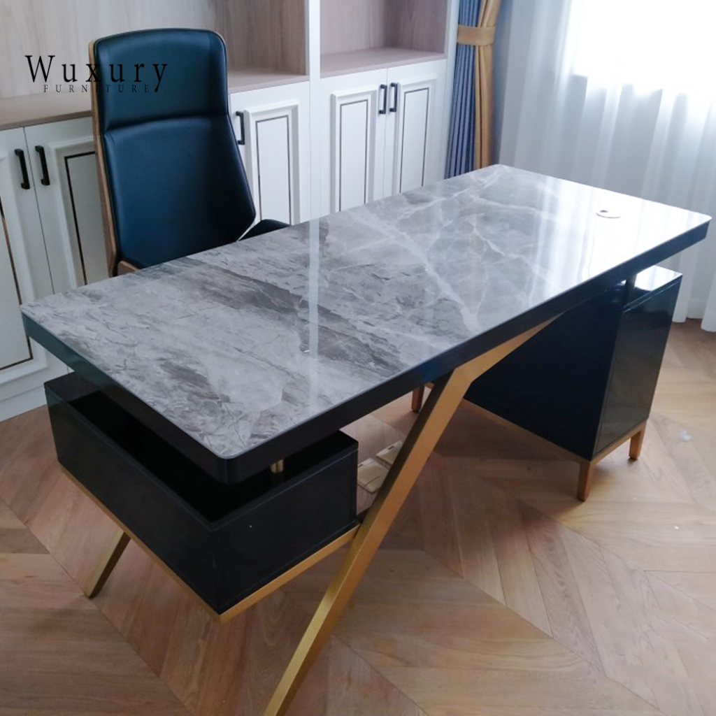 โต๊ะทำงานสไตล์luxury-topหินสวยหรู-เฟอร์นิเจอร์ของแต่งบ้านหรู-ส่งฟรี