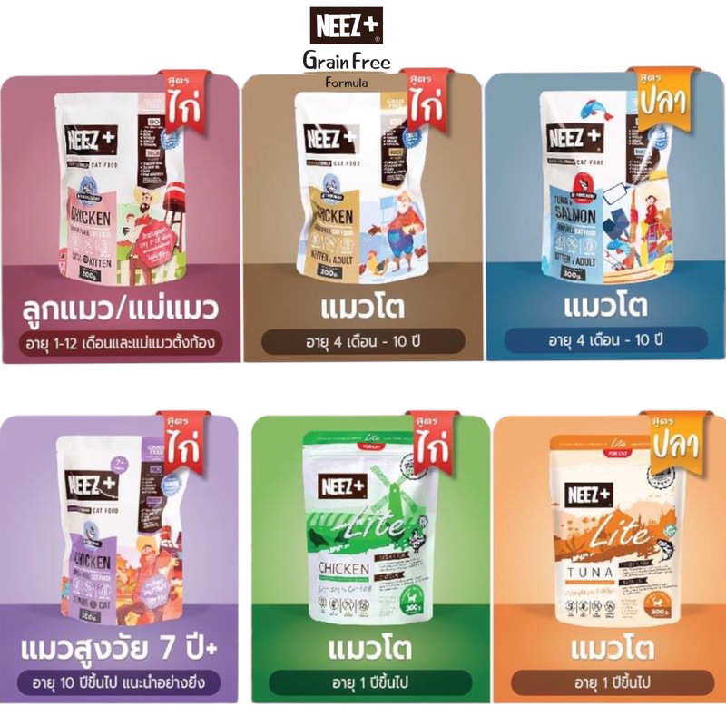 Neez+ นีซพลัส อาหารแมวเกรดพรีเมี่ยม เกรนฟรี อร่อย ไม่เค็ม ลดขนร่วง(ขนาด ...