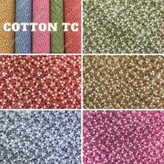 ผ้าคอตต้อนทีซี Cotton TC ดอกไม้เล็ก พิมพ์ลาย ผ้าหลา ผ้าเมตร หน้ากว้าง 44 - 45 นิ้ว Small Flowers Fabric