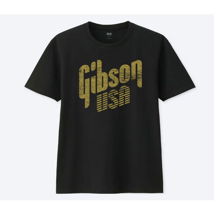 gibson-gold-vintage-style-t-shirt-เสื้อยืด-สีดำ-วินเทจ-กีตาร์-size-m-5xl