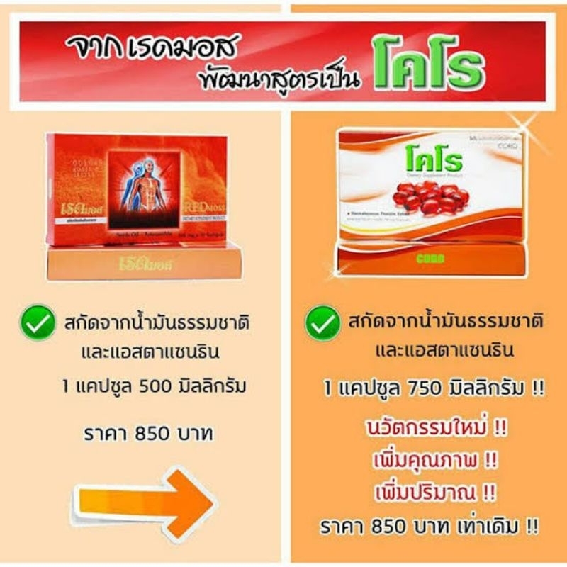 ของแท้พร้อมส่ง-โคโร-coro-brand-อาหารเสริมเพื่อสุขภาพ-สารสกัดจากแอสตราแคนธีน-สาหร่ายแดง-ปรับสูตรใหม่จากเรดมอส