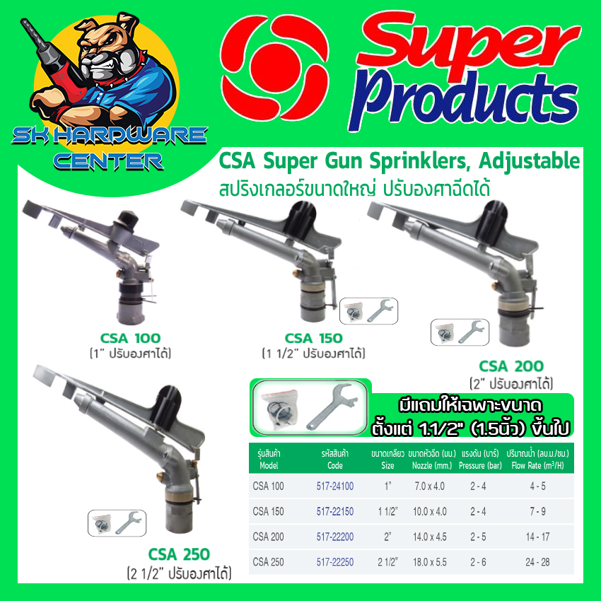 สปริงเกลอร์ยิงระยะไกล SUPER Sprinkler ปรับองศาได้ SUPER PRODUCT ขนาด 1 ...