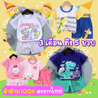 เสื้อผ้าเด็ก ชุดเด็ก เสื้อยืดคอกลม+กางเกงขาสั้น ผ้านิ่ม Cotton100% ส่งตรงจากไทย สี bc18-b25