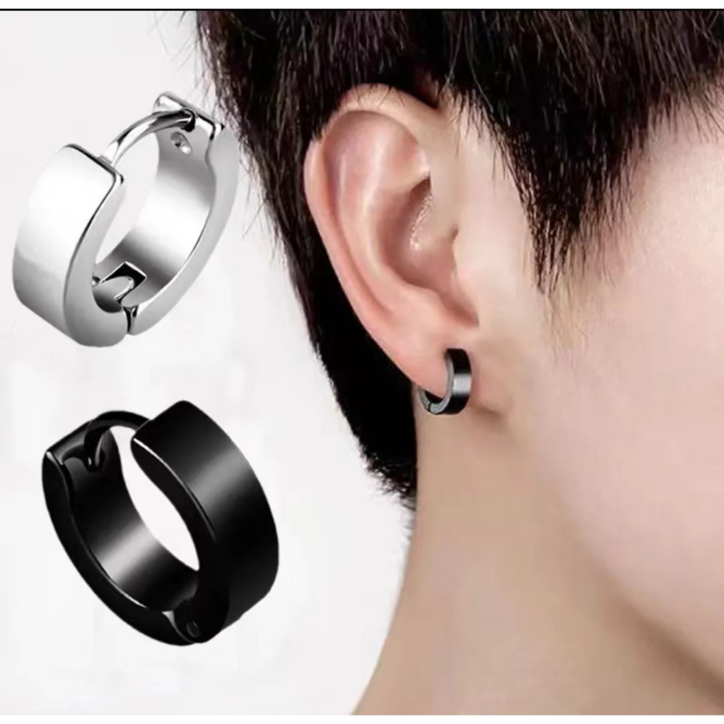 ต่างหู-ตุ้มหู-จิว-ต่างหูผู้ชาย-punk-men-stainless-steel-hoop-piercing-round-earrings-for-women-men-1-คู่