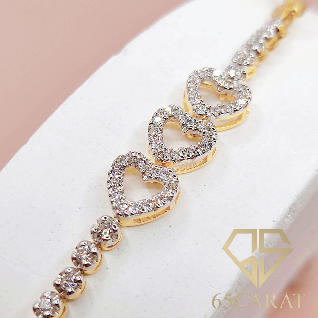 65carat-ข้อมือเพชรแท้น้ำ100-ดีไซส์น่ารัก-มีห่วงปรับระดับ