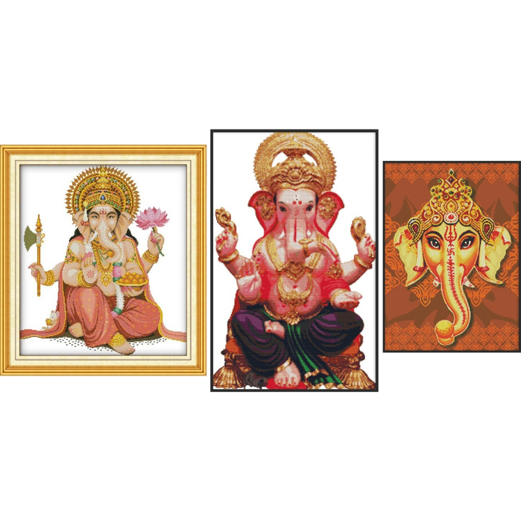 ชุดปักครอสติช-พระพิฆเนศ-ganesha-cross-stitch-kit