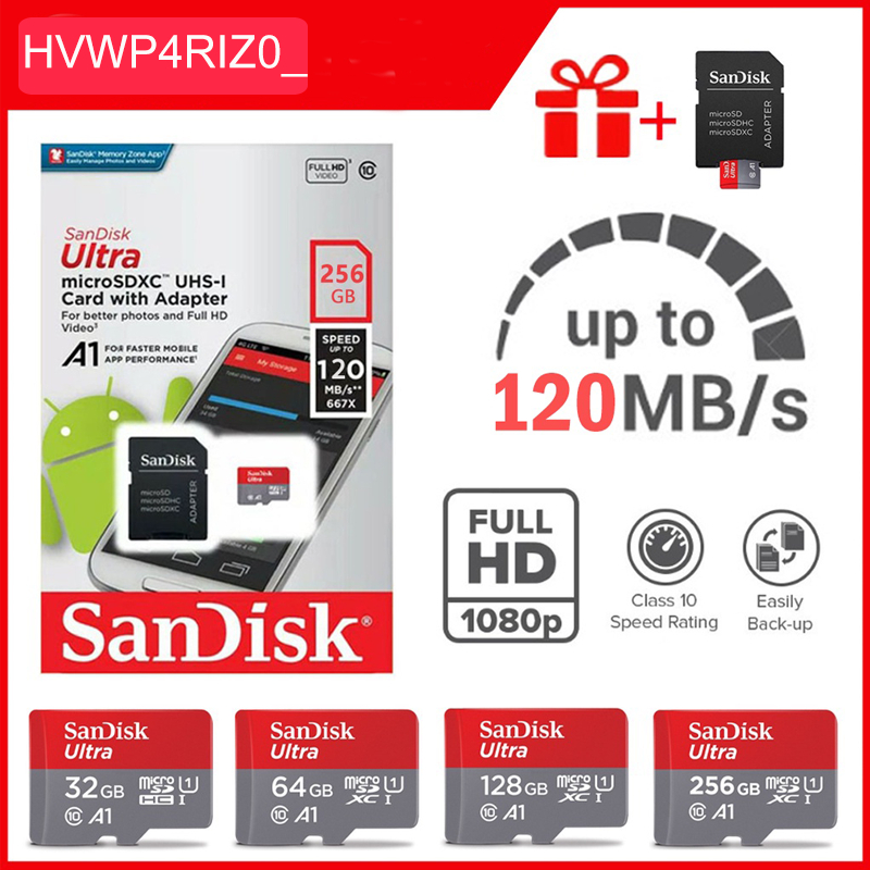 ภาพหน้าปกสินค้าSanDisk Ultra Micro Memory Card Speed 120mbs 32GB 64G 128GB พิเศษสำหรับ กล้องวงจรปิดไร้สาย กล้อง กล้องติดรถยนต์ SD card จากร้าน hvwp4riz0_ บน Shopee