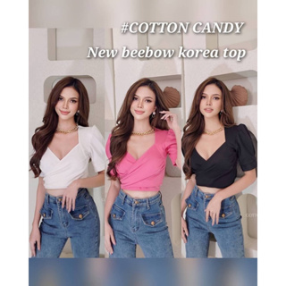#COTTON CANDY 🍭เสื้อครอปผ้าเทพทรงผูกโบว์ New beebow korea top