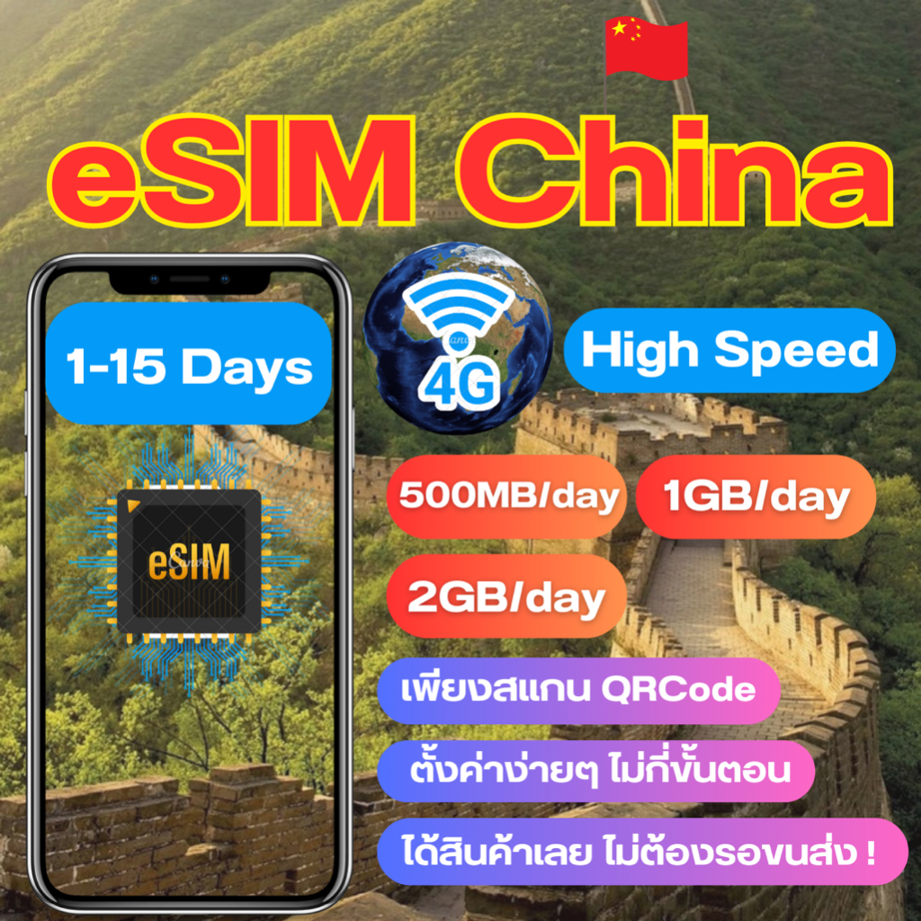 esim-china-sim-china-sim-ซิมจีน-ซิมchina-เน็ต-4g-เต็มสปีด-วันละ-500mb-1-2gb-สามารถใช้งานได้-1-ถึง-15-วัน