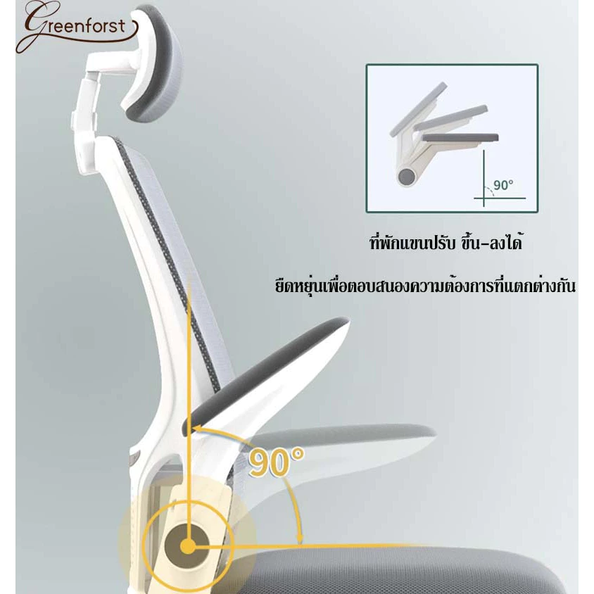 Greenforst เก้าอี้ออฟฟิศ เก้าอี้สำนักงานมีล้อเลื่อน ปรับระดับได้ พนักพิงผ้าตาข่าย นั่งสบาย รุ่น 2321/2322/2276
