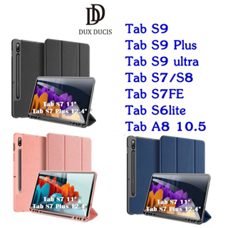 Dux Ducis เคส Samsung Tab S6 lite/A7 lite/S9 Plus Ultra/Tab A8 10.5 เคสฝาพับ ขอบยาง Tpu กันกระแทก กันงอ มีช่องเก็บปากกา