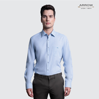ARROW WRINKLE FREE SHIRT - สวมใส่สบาย ดูแลรักษาง่าย- เสื้อเชิ้ตแขนยาวสีน้ำเงิน ทรงSMART FIT รหัส MACM205-BU