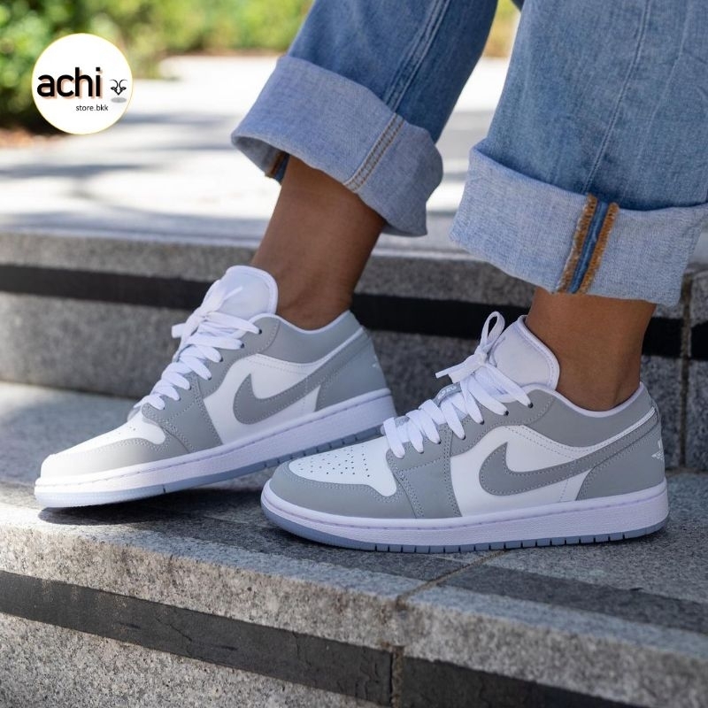 พร้อมส่ง-แท้-nike-air-jordan-1-low-wolf-grey-w