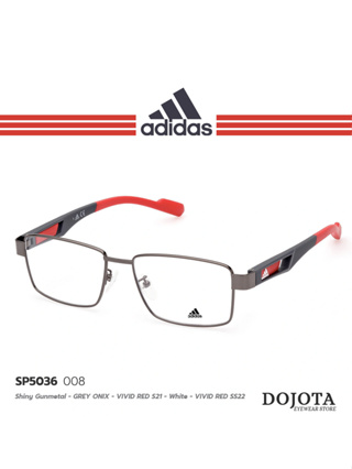 กรอบแว่นตาสไตล์สปอร์ต Adidas รุ่น SP5036-008 แบรนด์ลิขสิทธิ์แท้ ดีไซน์สปอร์ต วัสดุคุณภาพดี ทนทาน