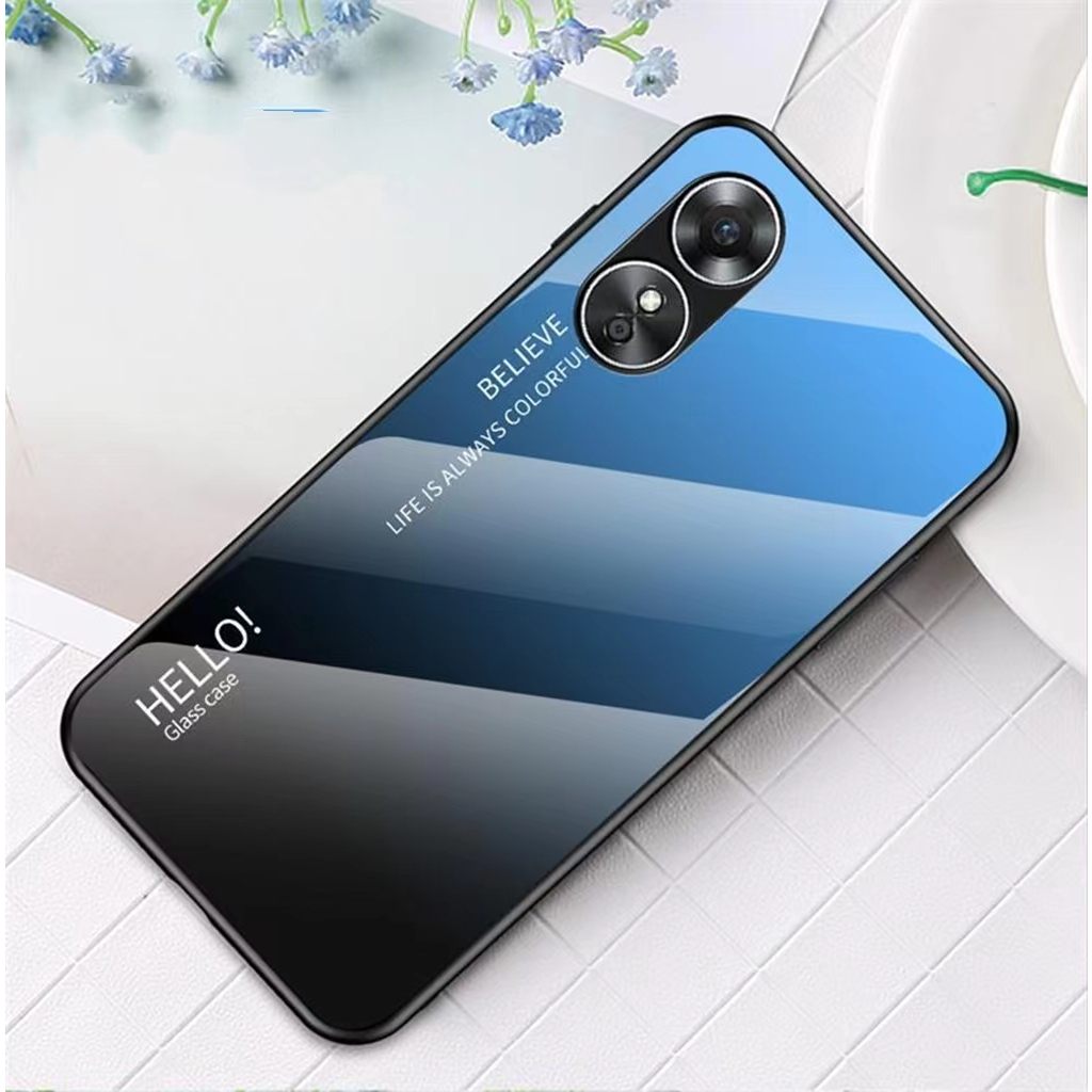 ส่งจากไทย-case-oppo-a17-a17k-เคสไล่สี-เคสกระจก-ใช้สำหรับ-oppo-a17kเคสกระจกสองสี-เคสเงาไล่สี-ออปโป้-a17-ขอบนิ่ม-tpu-case
