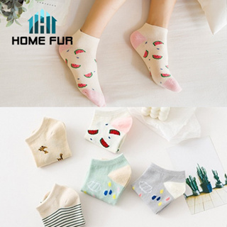 สินค้า Home Fur ❗(คละลาย1แพ็ค5คู่)❗ ถุงเท้าข้อสั้น ถุงเท้าแบบสั้น ลายน่ารักๆ ราคาต่อเเพ็ค