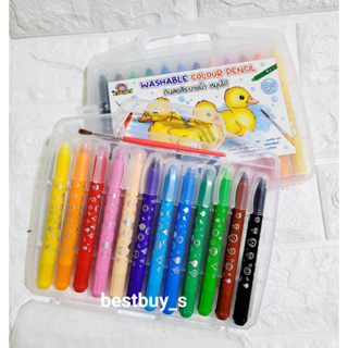 คิดอาร์ท ดินสอสี ระบายน้ำ หมุนได้ เนื้อเจล 12สี  Kidart 12 Washable color pencil