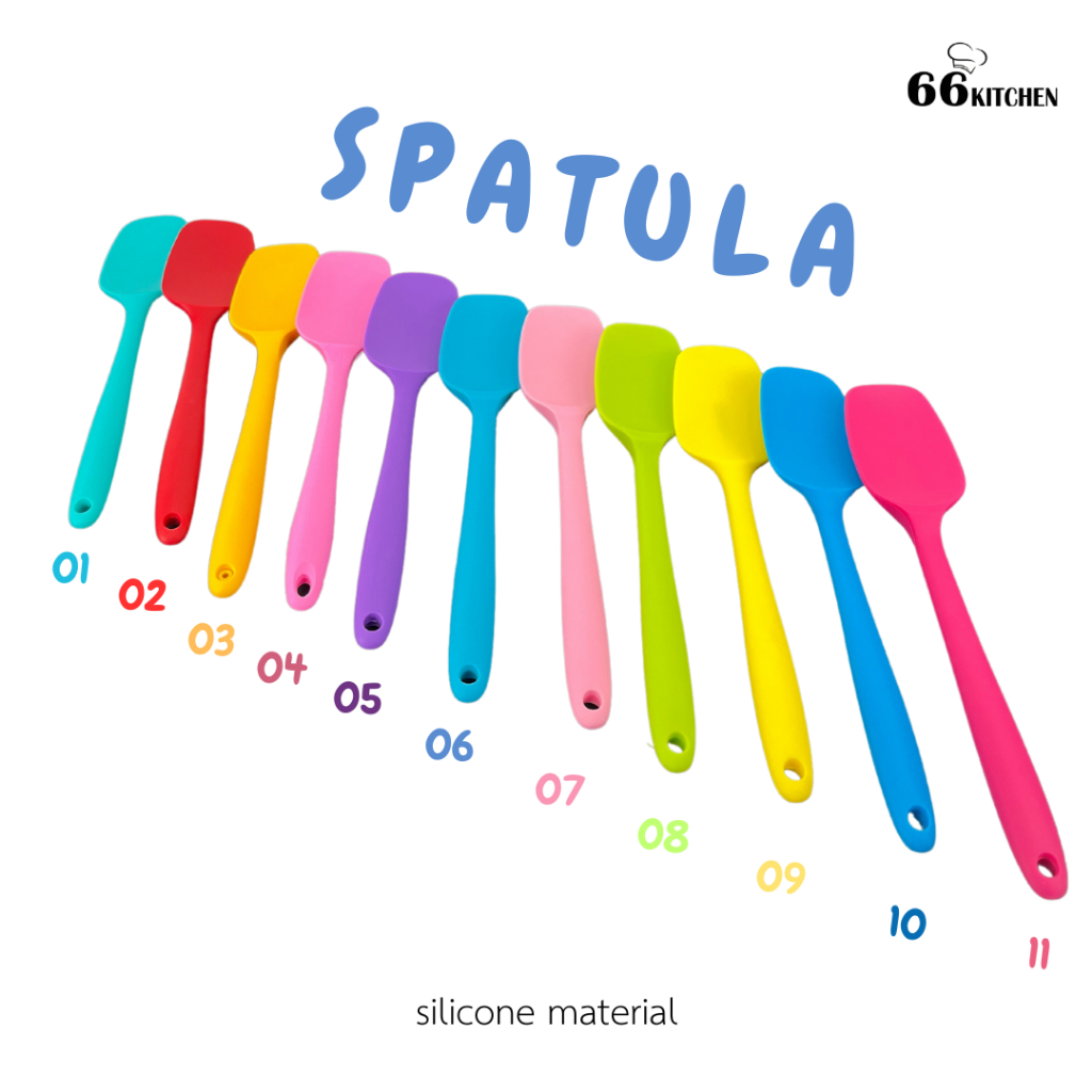 spalula-11สี-พายซิลิโคนเกรดพรีเมี่ยม-สปาตูล่าซิลิโคนแบบตักได้ปาดได้