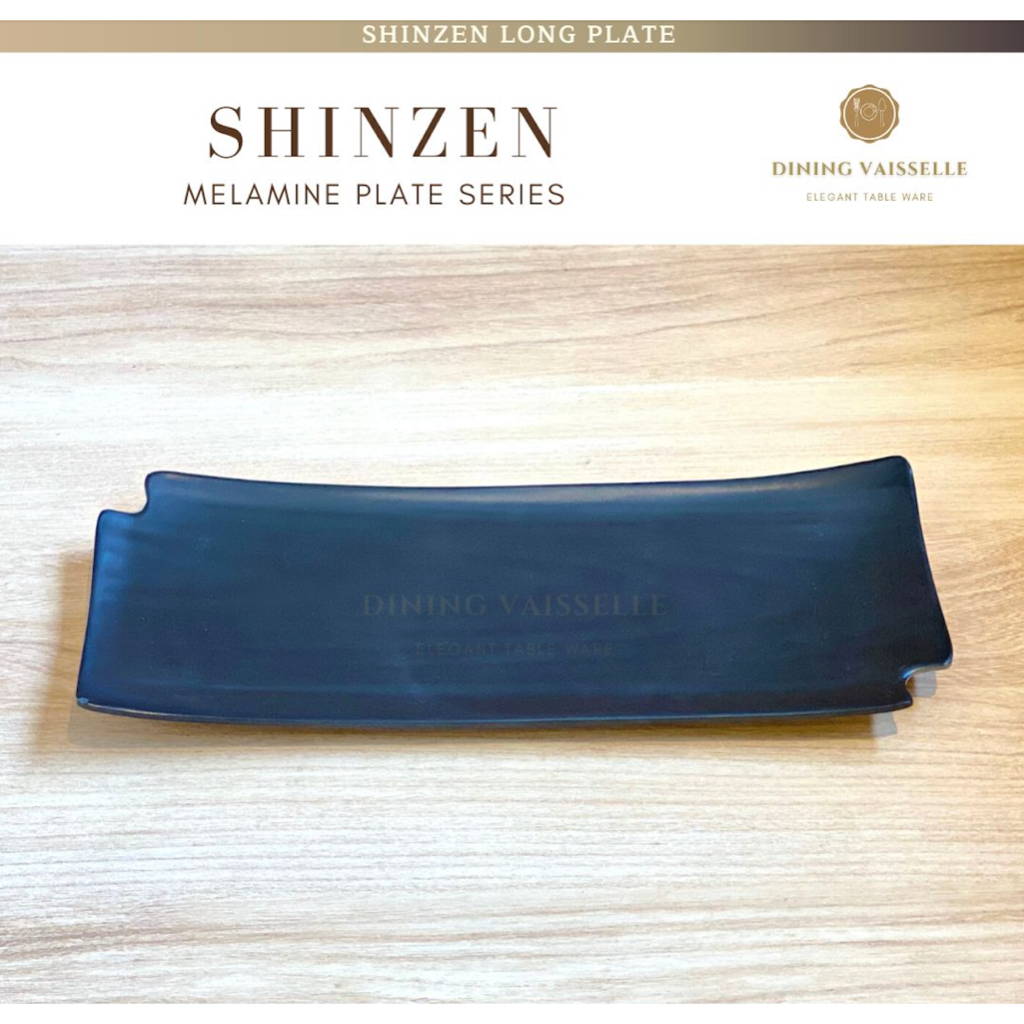 จานญี่ปุ่น-shinzen-long-plaete-จานเมลามีนแท้100-จานสีดำ-เนื้อmelamineอย่างดี-size-28-10-8-1-3cm-อุปกรณ์บนโต๊ะอาหาร