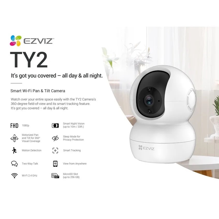 EZVIZ TY2 รุ่นใหม่ กล้องวงจรปิด 2MP 1080P Wifi Camera หมุนได้360 ํ รับ ...