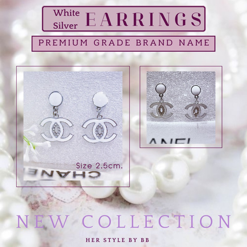 มาใหม่-สวยมากๆ-ต่างหูแบรนด์เนมเกรดพรีเมียม-earrings-white-set