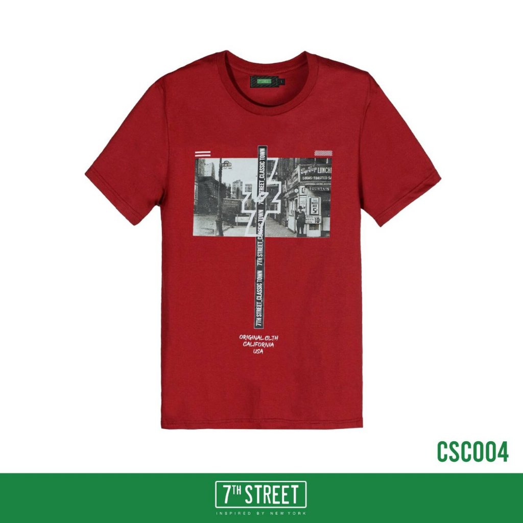 เสื้อยืด-แนวสตรีท-7th-street-รุ่น-classic-town-แดงมารูน-csc004-ของแท้
