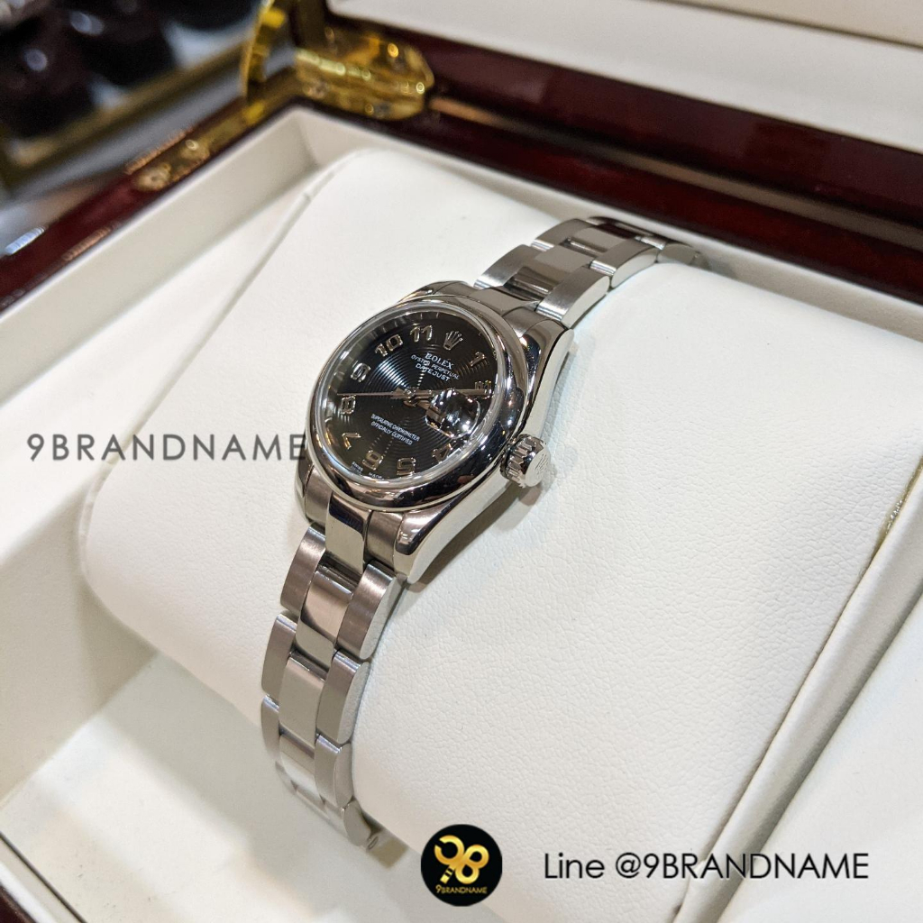 used-rolex-oyster-perpetual-ตัน-สายเต้าหู้-steel-หน้าแผ่นซีดีดำ-สภาพนางฟ้า-lady-9brandname