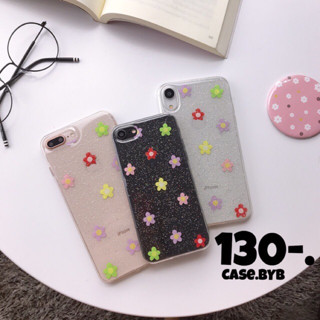 พร้อมส่งรุ่น เคสใส เคสเรซิน เคสลายดอกไม้ i6/6s เท่านั้นจ้า 🌸กากเพชรดอกไม้สีมินิ